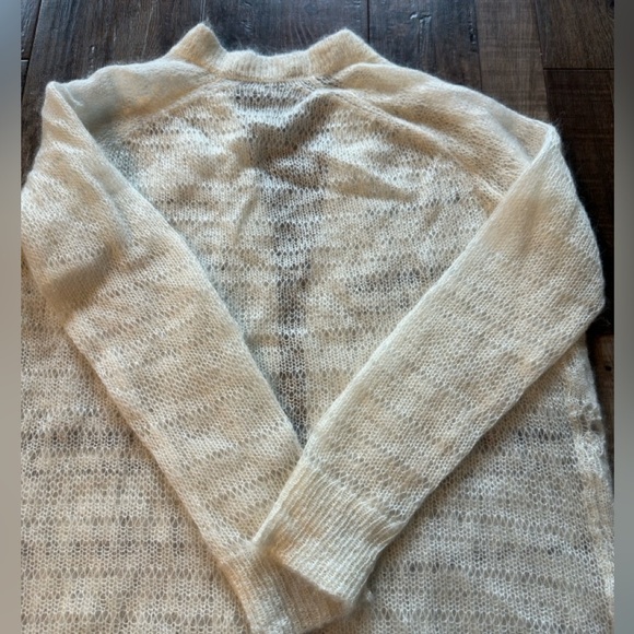 Allsaints Ivory Cole Wool Mohair Blend Open Knit Long Cardigan Size Medium - Picture 6 of 6